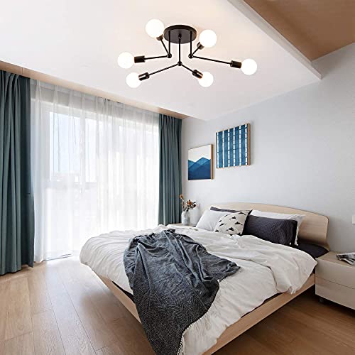 Black Modern Semi Flush Mount Ceiling Light SOZOMO Industrial ...