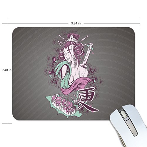 BlueViper Retro Japanese Girl Mouse Pad Smooth Surface Gaming Pad Thick Non-Slip Rubber Base Colorful Cute Design Art Artist Painting Unique Novelty Gift for School Office Game