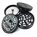 Miami Grind - Chromium Herb Grinder - Pollen Catcher, Scraper, 4 Piece Spice Mill (Black)