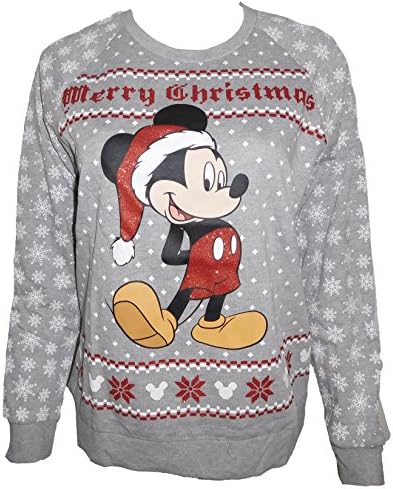 Disney Christmas All Over Design Mickey Mouse Crewneck Sweater (L)