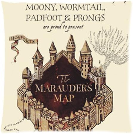 Panbox Marauder's Map Harry Potter Square Throw Pillow Cover Cushion Case - 18 x 18 Inch (45x45cm)