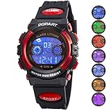 Kid Watch For Child Boy Girl LED Multi Function Sport Outdoor Digital Dress Waterproof Alarm Red
