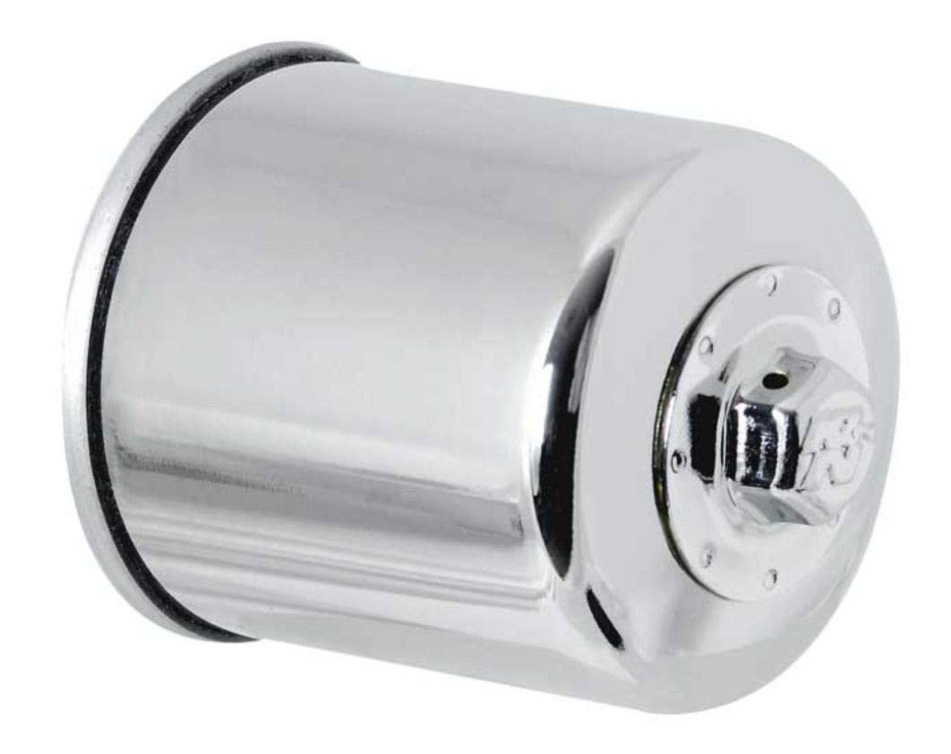K&N Powersports Oil Filter - Spin-On Chrome 66x83mm compatible with Kawasaki, Yamaha, Honda, Polaris (KN-303C)