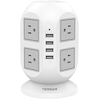 10ft Tessan Power Strip Tower Surge Protector with 8 Outlets only .99: eDeal Info