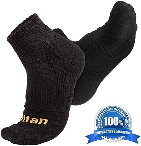 Titan Elite Quarter High Basketball Socks - Performance Enhanced Cushion &amp; Ankle Support - No Blisters, No Injuries, No Falling Socks, No Stinky Feet - X-Large Black