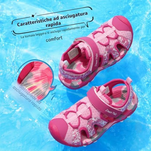 Sandali Sportivi per Bambini,Rosa Caldo/Rosa,36
