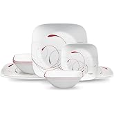 Corelle Square Splendor 12-piece Dinnerware Set with Appetizer Plates, Service for 4
