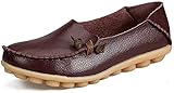 LabatoStyle Women’s Genuine Leather Flats Casual Moccasin Driving Loafers Shoes (Brown, 8 B(M) US)