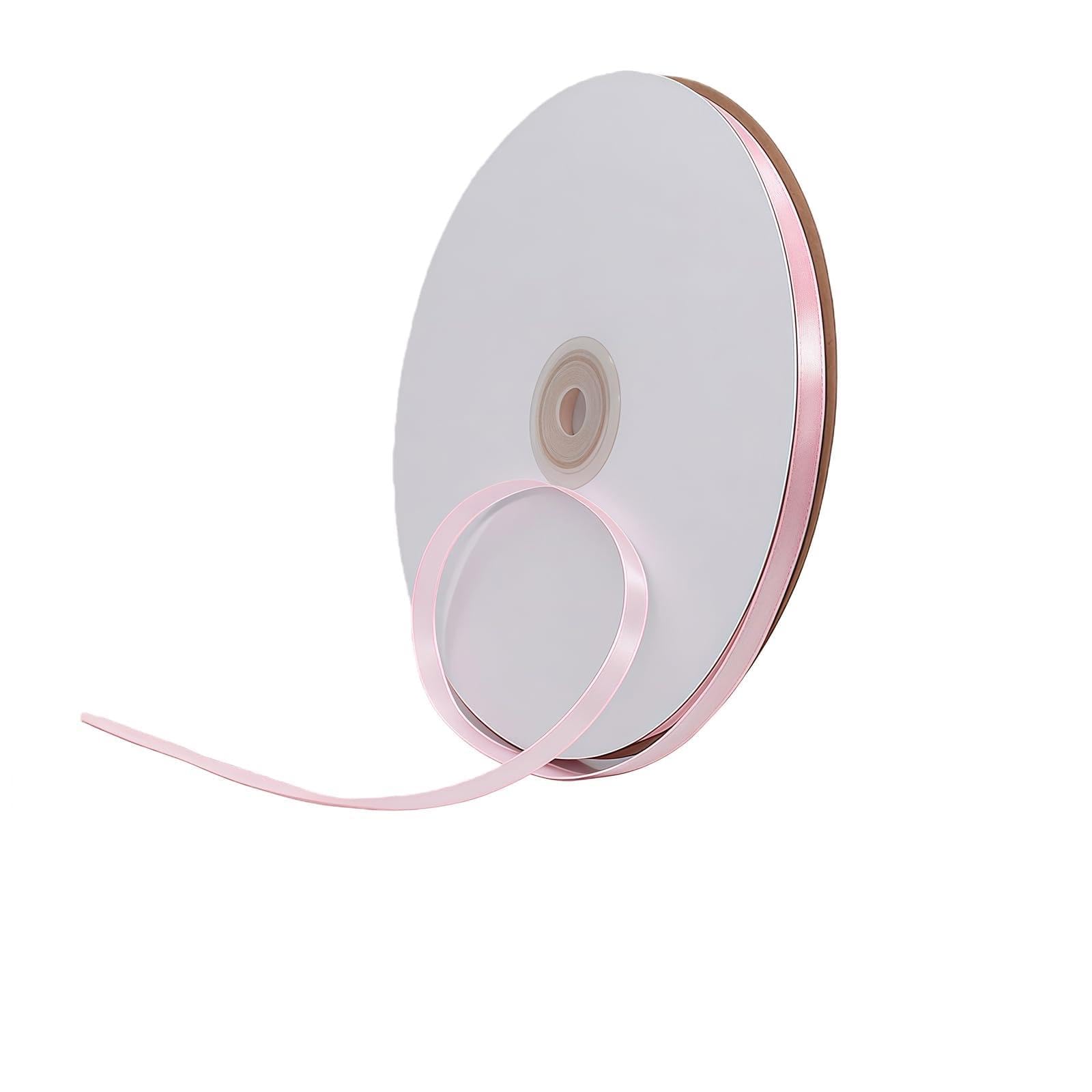 Pink Ribbon 6mm for Gift Wrapping 91M,Pink Satin Ribbon 6mm Thick for Crafting Cake,Hair Bow,Polyester Ribbon Christmas Decoration,Wedding Car Decor