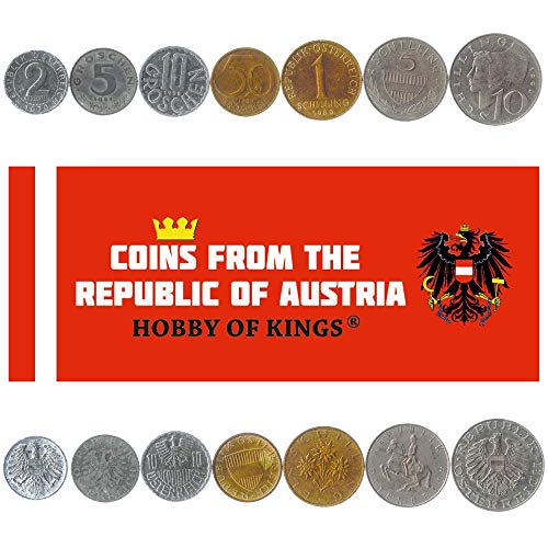 Set of 7 Coins from Austria. 2, 5, 10, 50