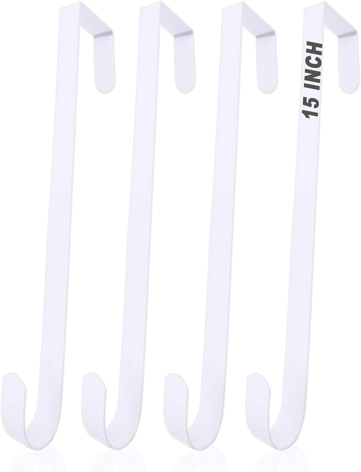 Wreath Hangers - Fvcisshhu 4 Pack Wreath Hanger,15 Inch Over The Door Hook,White Metal Holder for Front Door,Christmas Decoration,Bags