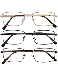 Juego de 3 gafas de lectura de metal con borde completo para hombre y mujer