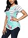LOSRLY Women Floral Printed Tops Striped Blouse Short Sleeve T Shirt with Pocket-Green Floral XL 16 18