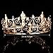 Frcolor Men's Crown, Crystal Full Round King Crown for Prom Party Hats Costume Accessories