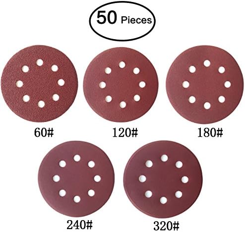 TERMATH 50PCS Mouse Sander Paper Sandpaper Sanding Sheets Discs Mixed 60 120 180 240 320 Grits