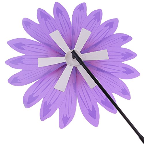 Dovewill 36cm DIY Sunflower Windmill Pinwheel Kids Outdoor Camping Beach Toy Home Garden Yard Decor Purple - Thumbnail 5