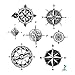 Ymeeech Temporary Tattoos for Men Women Compass Directions Black Grey Small Waterproof Halloween Valentines Couple Body Art