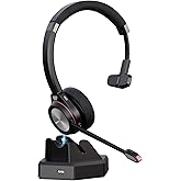 Beebang Bluetooth Headset with Microphone & Mute Button, 30 Hrs Working Time, Mono Noise Cancelling for PC Laptop Teams Zooms Work Business Meeting