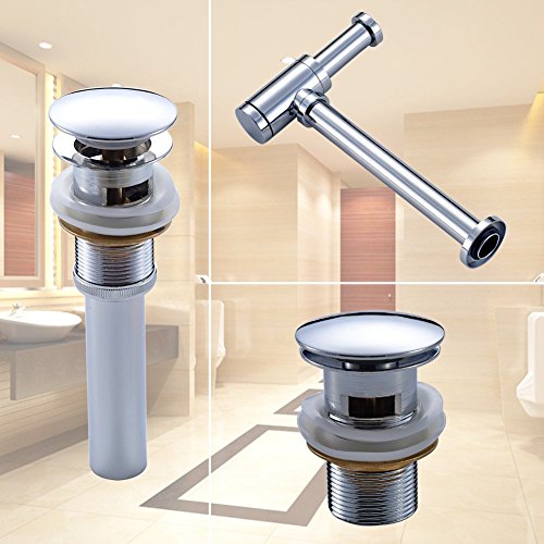 FChome Bottle Trap, Round Bottle P-Trap Decorative Lavatory Basin Sink Waste Traps Drain Tube Kit,Adjustable Height,Chrome Finish
