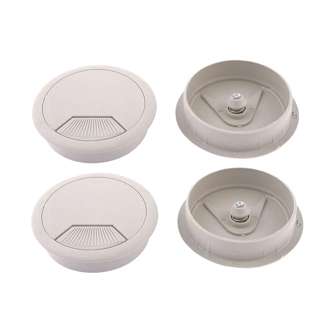 sourcingmap 4 Pcs Gray Desk Grommet, 60mm Plastic Desk Wire Grommet Cable Hole Cover for Home and Office