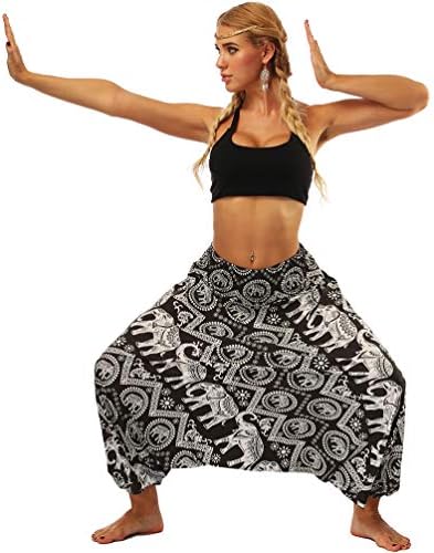 Women's Mens Peacock Print Aladdin Harem Hippie Pants Jumpsuit