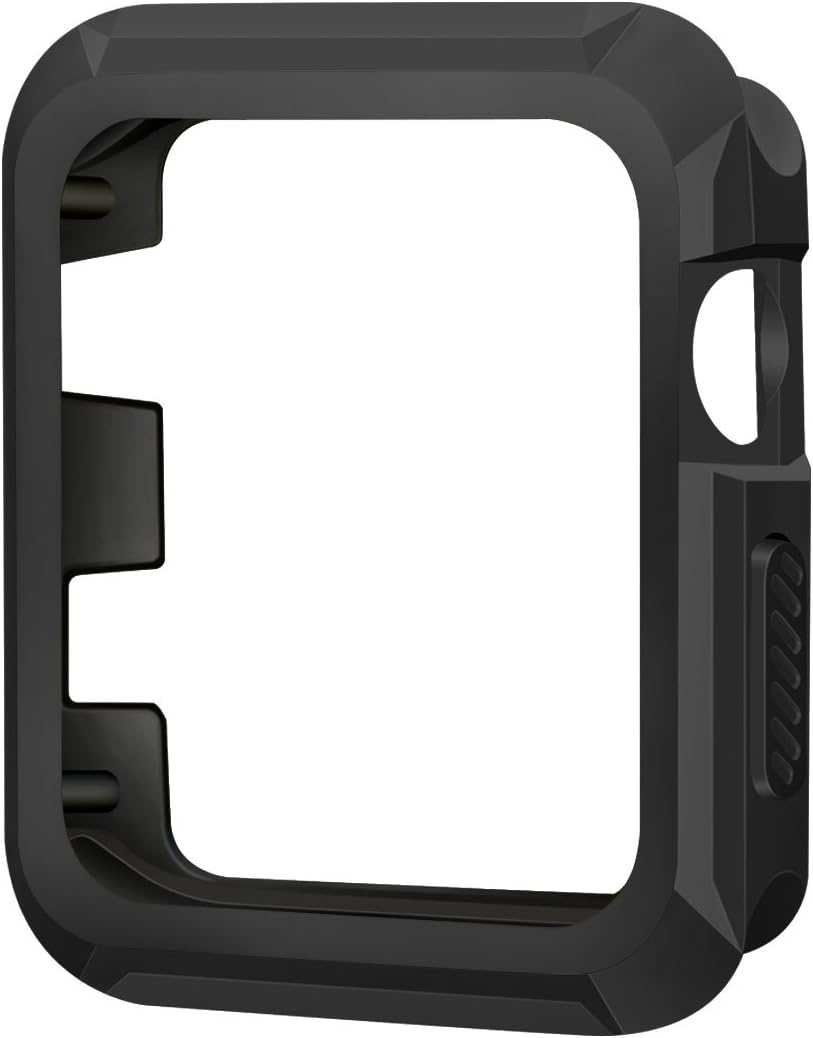 iiteeology Compatible with Apple Watch 42mm, Rugged Slim Protective Case for iWatch Series 3/2/1 (Black/Black)