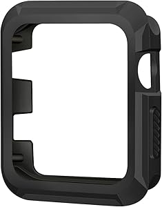 iiteeology Compatible with Apple Watch 42mm, Rugged Slim Protective Case for iWatch Series 3/2/1 (Black/Black)
