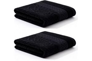 Black Kitchen Towels - 2 Pack - 13.8 x 29.5 Inches Decorative Small Extra-Absorbent and Soft Terry Towel for Bathroom - Powde
