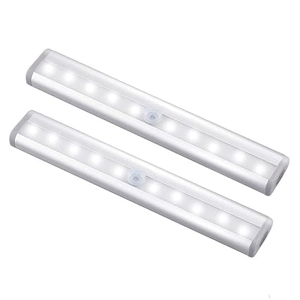 lovelyhome 10 LED Bulbs Battery Operated Wireless Portable Magnetic Security Closet Light Stick Up Motion Sensor Night Lights for Closets Hallway Stairway (Warm White) -Set of 2