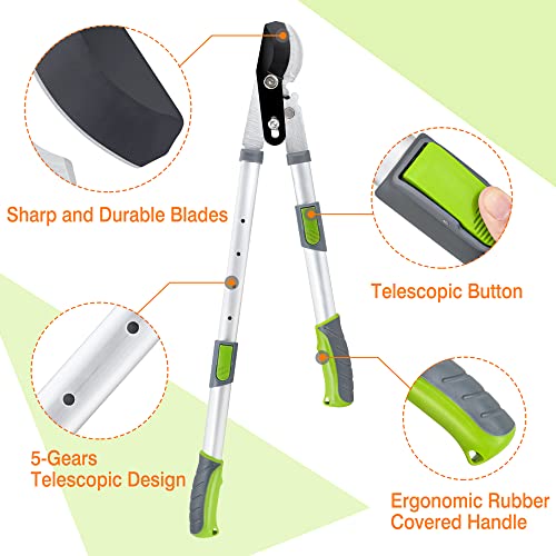 Altdorff Extendable Bypass Loppers,2432" Tree Trimmer&Branch Cutter