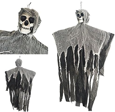 Halloween Hanging Ghost - Animated Hanging Skeletion Ghost - Large 35 inch Ghost Windsock Halloween Hanging Decoration