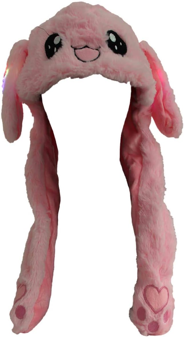 Bonnet Avec Oreilles Qui Bougent Chat Blanc Avec Lumieres Led Animal En Peluche Chapeau Drole Taille Unique Pour Enfants Et Adultes Accessoire Anniversaire Carnival Fete