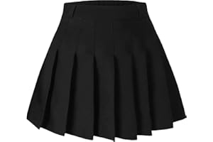 Joe Wenko Girls Women's Pleated Skirt, High Waist School Uniform A-Line Short Skirt
