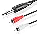 TNP Premium 6 Ft 1/4 Inch (6.35mm) TRS to Dual RCA Y Splitter, Balanced TRS Cable, 1/4 Inch to RCA Adapter, Red and White