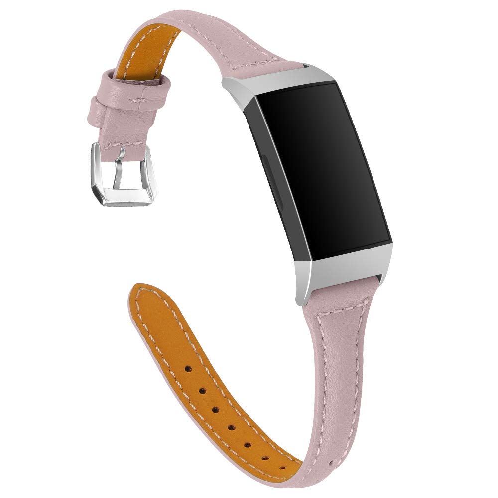 TenCloud Replacement Straps Compatible with Fitbit Charge 4/Charge 3 Strap, Slim Leather Flower Printing Wristband Bracelet Adjustable Arm Band for Charge 4/Charge 3/Charge 3 SE (Pink)