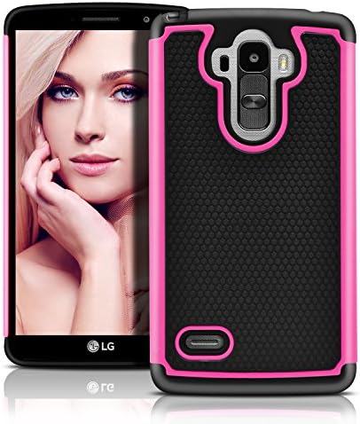 LG G Stylo Case, MagicMobile Hybrid [Dual Armor Series] Protective Case for LG G Stylo Shockproof Hard Plastic + Soft Silicone Skin Cover for LG Stylo (LS770) / (H634)- (Black - Pink)