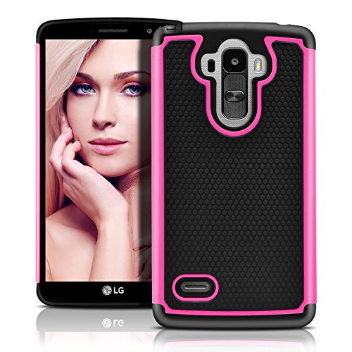 LG G Stylo Case, MagicMobile Hybrid [Dual Armor Series] Protective Case for LG G Stylo Shockproof Hard Plastic + Soft Silicone Skin Cover for LG Stylo (LS770) / (H634)- (Black - Pink)