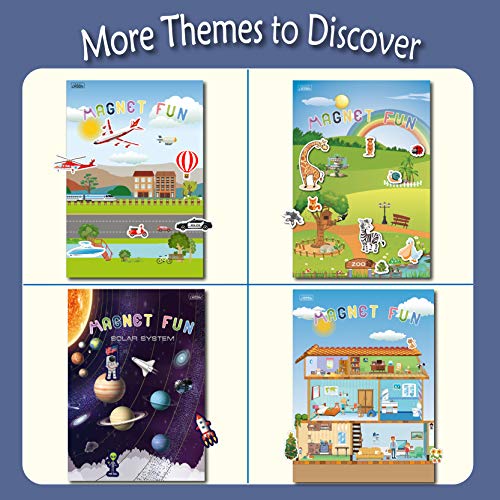Magnetic Portable Playboard Cute Zoo Ainimal Magnets Create Scene for Learning Travel Toy (51 Pcs)