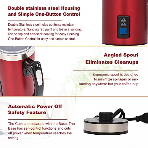 image for Huogary Milk Frother, Electric Automatic Stainless Steel Hot or Cold M