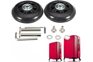 BADASS SHARKS 2PCS Black Luggage Suitcase Replacement Wheels Rubber Swivel Caster Wheels Repair with 608zz Inline Outdoor Skate Replacement Wheels (70 * 23MM)