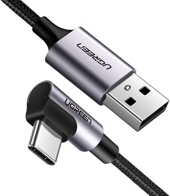 UGREEN Câble USB C Coudé 90 Degrés Charge Rapide 3A Nylon Tressé