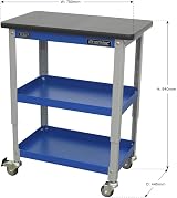 Sealey 3-Level Industrial Workshop Trolley API2103 Deep Shelves Adjustable Legs view 3