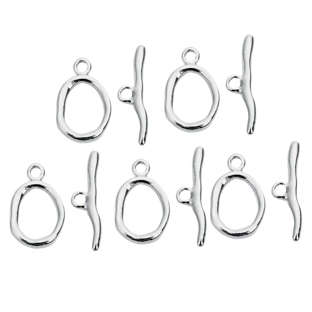 HEALLILY 10pcs Copper Toggle Jewelry Clasps OT Toggle Clasps Jewelry Findings DIY Craft Jewelry Making Supplies for Necklace Bracelet (Silver)
