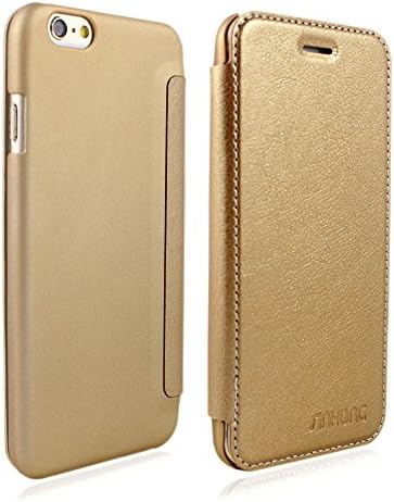 iPhone 6 Case,[Anti Fingerprint Frosted Back] SINHONG Gold Credit Card Slot Leather Flip Case Cover Slim Fit for Apple iPhone 6 6S 4.7 Inch