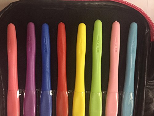 JISTL Crochet Hooks Set,Crochet Hooks Knitting Needles,Eye Blunt Needles Crochet Needles Set with Case,Ergonomic Handle Colorful Plastic Handles Knitting Needles Weave Yarn Case 16