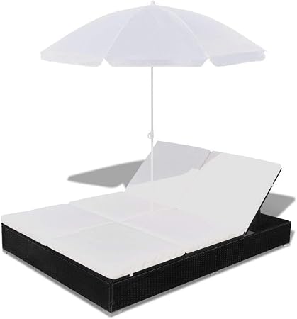 Patio Furniture Daybed Outdoor Sun Lounge Chaise Umbrella Comfortable Twin 2 Person Sofa Wicker Daybed Poly Rattan Furniture Black Amazon Ca Home Kitchen