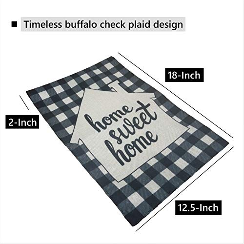 Mogarden Home Sweet Home Garden Flag, Double Sided, 12.5 x 18 Inches, Buffalo Check Plaid Heavy Weatherproof Burlap Yard Flag
