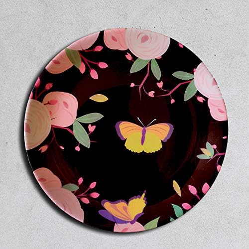 Cyahi -Wall Plates Ceramic Decor with Hook for Hanging. 7" Diameter (Fiery Fireflies)