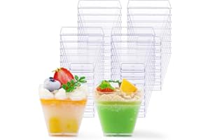 25Pcs Plastic Dessert Cups, 2oz Mini Appetizer Cups for Fruit Party Pudding Shooter, Ice Cream