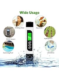 TDS - Medidor de calidad del agua - TDS, EC y temperatura 3 en 1, 0 9999 ppm de precisión, pantalla LCD, medidor TDS para prueba de agua potable, café, piscina, acuario, sistema RO DI, hidropónicos